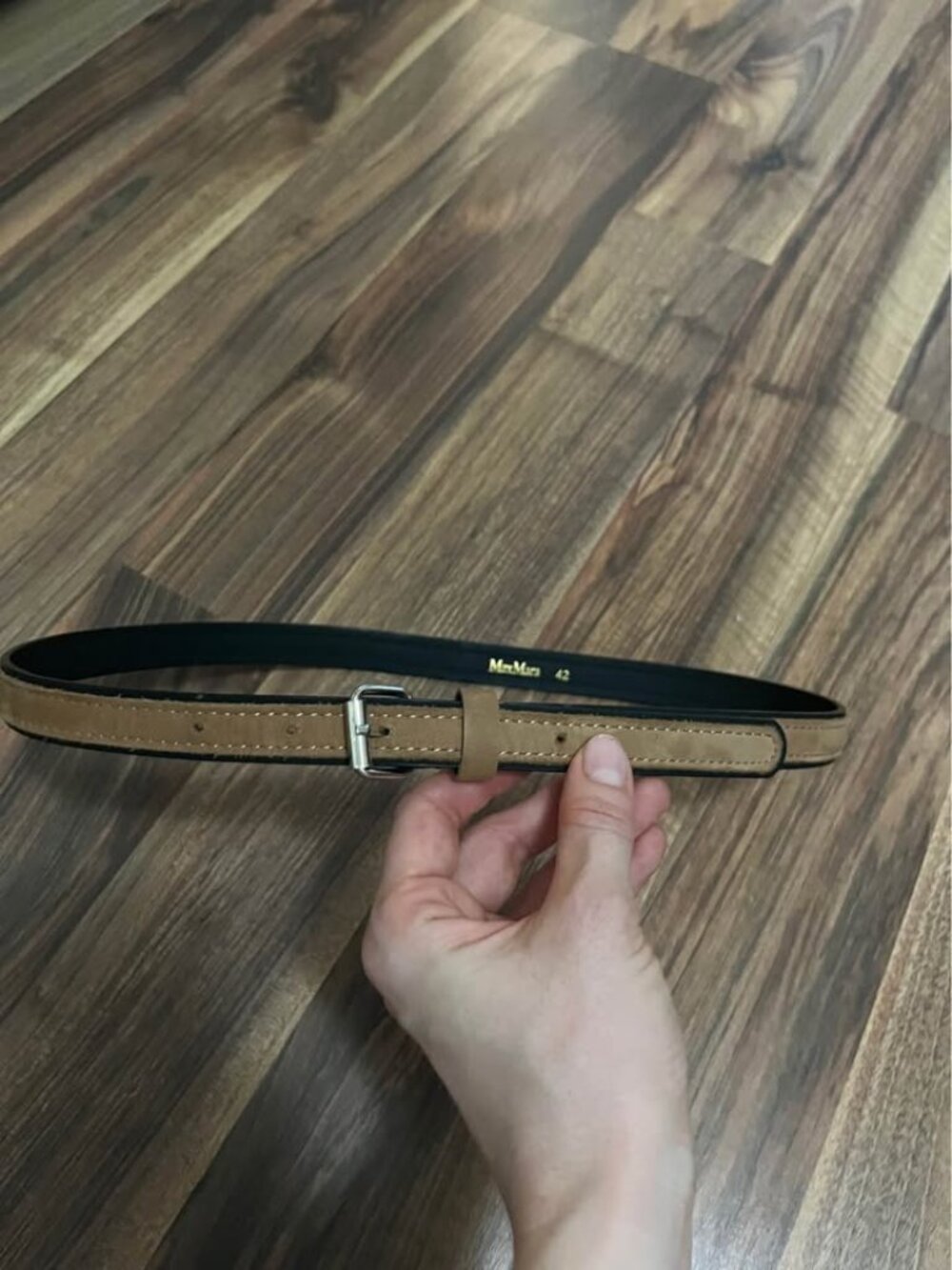 Maxmara Brown and black leather belt - size 42
